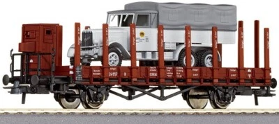 Roco 66347 HO Stake Car and DRG Truck - Image 1 of 4
