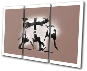 Banksy Hi Res Heavy Weaponry TREBLE CANVAS WALL ART Picture Print VA - Picture 1 of 1