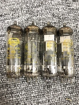 Impresiones amarillas Mullard ECL86 6GW8 excelentes valores de prueba coincidentes Quad Foto 1 de 3