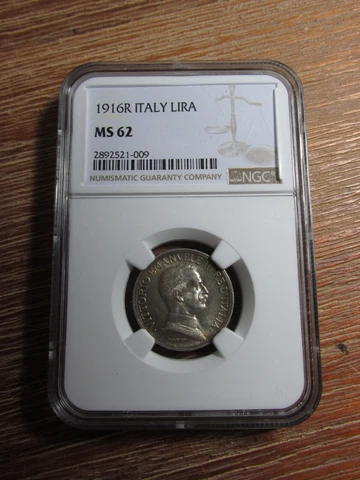 1916R Italy Silver Lira NGC MS 62 Cover