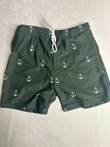 Costume da bagno uomo 10T verde ancoraggio stampa vela elastico in vita coulisse - Foto 1 di 2