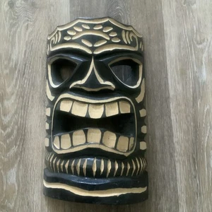 Máscara Tribal Tallada a Mano Indonesia Madera De Colección Marrón Colgante 3D - Imagen 1 de 7