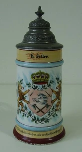 Antiker Handwerker Bierkrug Metzger München 1896 - Bild 1 von 8