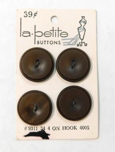 La Petite Vintage Buttons Brown Set of 4 Round 7/8 Inch #9311 - Picture 1 of 3