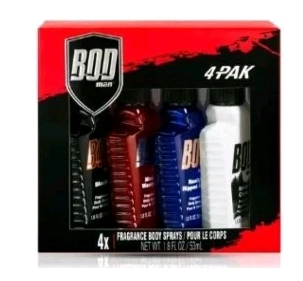 Paquete de 4 abdominales Bod Man negros, realmente rasgados, almizcle azul más buscado y fresco, 1,8 oz Foto 1 de 4