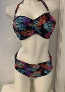 Fantasie Talamanca UK 34G Wired Padded Halter/Bandeau Bikini & Medium Deep Turn - Picture 1 of 14