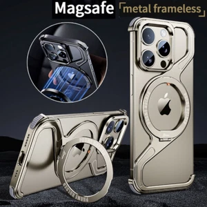 Frame Case For iPhone 16 15 Pro Max 14 Magsafe Magnet Stand Aluminum Hard Cover - Picture 1 of 14