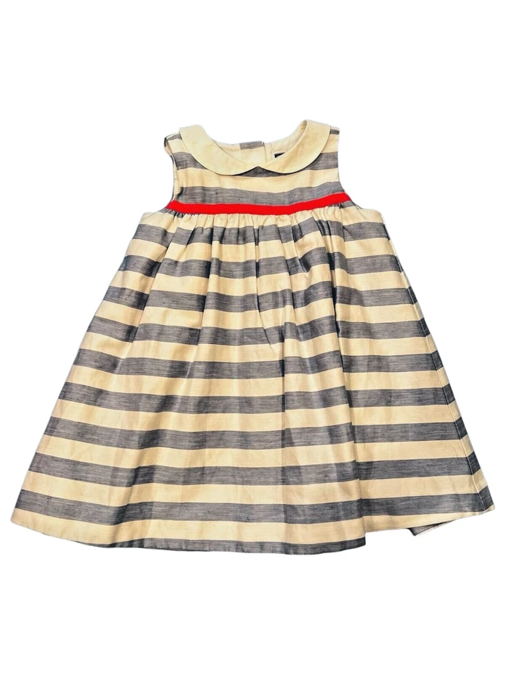 Vestido Janie And Jack Línea Prado Carmelo Talla 18-24 Meses Rayas Azules y Blancas Foto 1 de 3