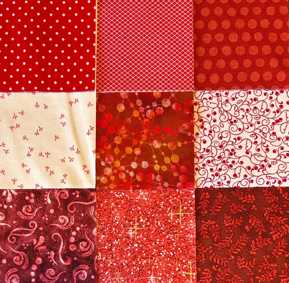 18 10 x 10 RED SQUARES ~ 100% Cotton Fabric  *Only the Best* (10" Squares) - Image 1 of 4