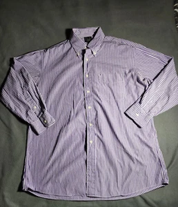 Jos. A. Camicia Banca Uomo Taglia 16 1/2 Viola Righe Bottoni 100% Cotone - Foto 1 di 17