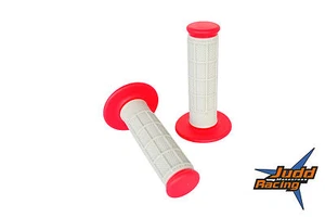 RED GRIPS DUAL DENSITY MX ENDURO HANDLEBAR GRIPS RED/GREY GAS GAS HALF WAFFLE - Picture 1 of 1