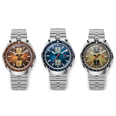 RED STAR Bull Head SEAGULL ST1901 Chronograph Watch 42mm 50M 316L Swan Neck C3 - Image 1 of 4