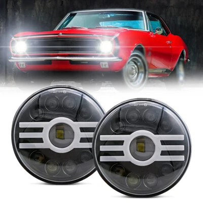 Faros LED redondos de 7" para Chevrolet Camaro 1967-1981 rojo halo DRL ojos de ángel Foto 1 de 4