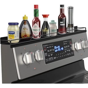 Over Stove Magnetic Shelf, 30" Metal Stovetop Kitchen Spice Rack, Black, HONKENT - Picture 1 of 8