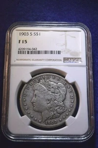 1903-S MORGAN DOLLAR NGC CERTIFIED FINE--15 GREAT RARE DATE DOLLAR!  #302 - Picture 1 of 8