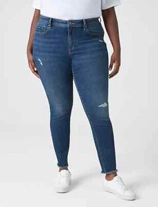 Lane Bryant Signature Fit Destructed & Fray Hem Skinny Jean Plus 22L Tall NWT - Picture 1 of 3