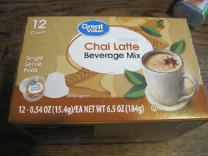 NEW -Great Value CHAI LATTE BEVERAGE MIX-12 Count K-Cups/SINGLE SERVE PODS-10/25 - Picture 1 of 1