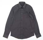 F&F Mens Grey Polyester Dress Shirt Size 14.5 Collared Button