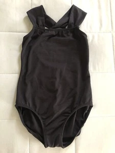 Girls SOLID BLACK Dance Ballet LEOTARD LINED Sz L 8/10 Eurotard Brand - Picture 1 of 4