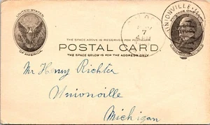 Unionville Michigan 1906 McKinley Prepaid Postal Card MI Alois to Henry Richter - Picture 1 of 3