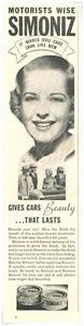 Print Ad Simoniz Gives Cars Beauty That Lasts 1934 1/3-Page Advertisement - Picture 1 of 4