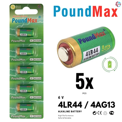 PoundMax 4LR44 / 4AG13 电池 6v 碱性电池组合包 - 5 个 — 第 1/4 张图片