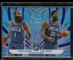 Holo 76ers Donruss Optic #1 James Harden/Joel Embiid Optical Illusions 2022-23 - Imagen 1 de 2