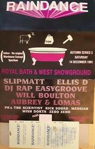 Raindance 14.12.91 rave flyer & ticket @ the royal bath and west showground - Picture 1 of 5