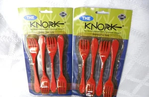 KNORK 8 Red Plastic Multifunction Forks Utensil Camping Special Needs NEW NOS - Picture 1 of 6