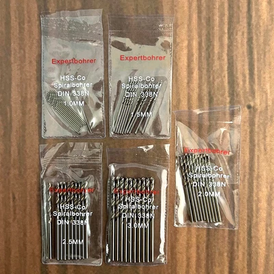 50 Stück Cobalt 1 - 1,5 - 2 - 2,5 - 3 mm Metallbohrer HSS-Co5 Edelstahlbohrer - Bild 1 von 4