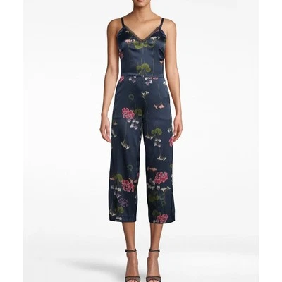 Mono Nicole Miller Mezcla Seda Floral Botánico Ribete Festoneado S Foto 1 de 4