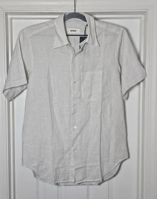 Buck Mason Breeze Cotton Linen Short Sleeve Shirt Men's Size Small Striped Khaki - Image 1 of 4