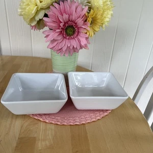 Pampered Chef SET OF 2 ~ SIMPLE ADDITIONS 7.5" Square White Serving Veggie Bowls - Picture 1 of 5