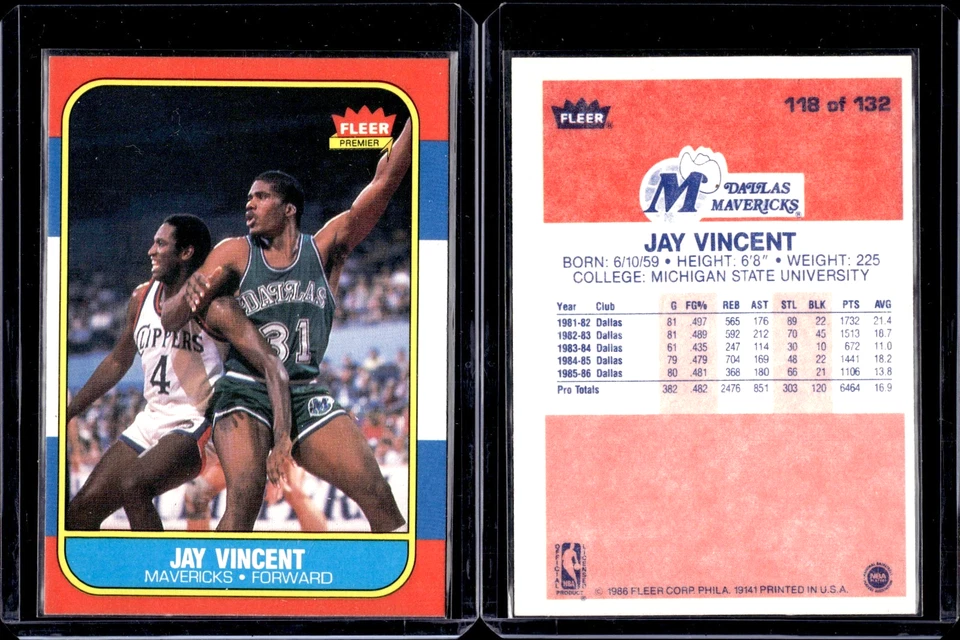 1986-87 Fleer - Jay Vincent #118 - Dallas Mavericks - NM - Image 1 of 1