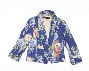 Zara Women's Blue Floral Blazer Jacket Size S - Picture 1 of 12