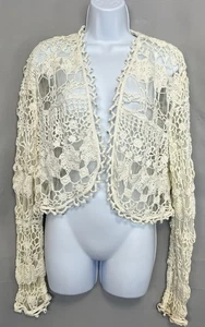 VTG Sandy Starkman Women’s Crocheted Mesh Lined Lace Sequin Cardigan Sz 2X Y2K - Picture 1 of 10
