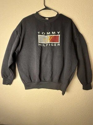 Tommy Hilfiger Men's Sweater Vintage Size L Black - Image 1 of 4
