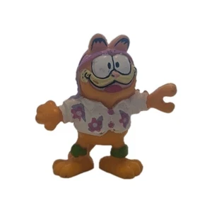 Garfield Figurine Vintage 1981 Hawaiian Geometric 80s Shirt Surfer Skater Vtg - Picture 1 of 6