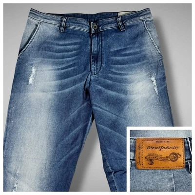 Pantalones de mezclilla Diesel Kid Prime J para niños talla 16Y cómodos azul zanahoria desgastado pintura descolorida Foto 1 de 4