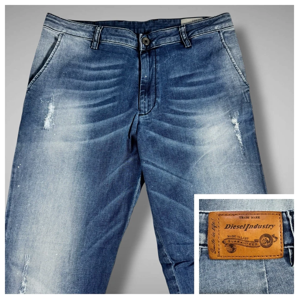 Pantalones de mezclilla Diesel Kid Prime J para niños talla 16Y cómodos azul zanahoria desgastado pintura descolorida Foto 1 de 4