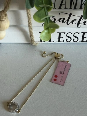 "Charles Garnier plata esterlina oro delicado brazalete cadena circonita cúbica ajustable hasta 9,5""" Foto 1 de 4