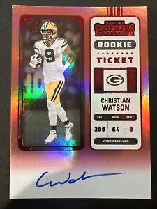 2022 Contenders Christian Watson RC Ticket FOTL Red Zone On Card Auto Rookie