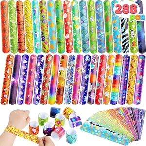 288 Pcs Slap Bracelets Party Favors - 36 Designs with Cute and Colorful Themes - - Picture 1 of 8