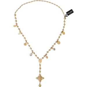 DOLCE & GABBANA Necklace Gold Tone Chain Brass Beaded Statement Sicily 1400usd - Picture 1 of 7