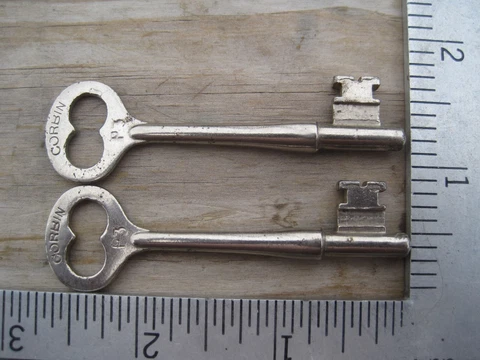one CORBIN  Door Mortise Lock signed Skeleton key # p 3 Cover