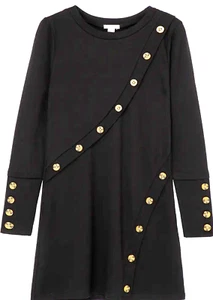 HABITUAL KID Ponte Strick A-Linie Knopf Kleid-schwarz-Neu mit Etikett Mädchen 16 - Bild 1 von 5