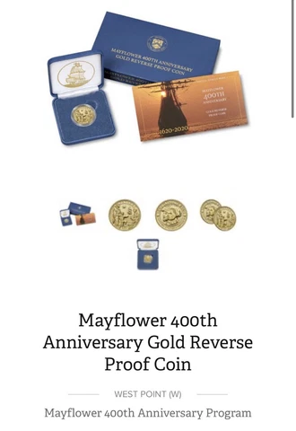 2020 Mayflower 400th Anniversary Fine GOLD Reverse Proof Coin $10 Commemorative Cover