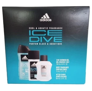 Adidas Ice Dive Gift Set Cool & Aquatic Shower Gel, Body Fragrance, After Shave - Picture 1 of 7