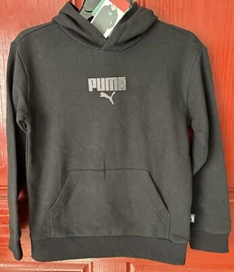 BOYS PUMA Youth Fleece Pullover Hoodie Sweatshirt Black Size Medium 10/12 - Picture 1 of 9