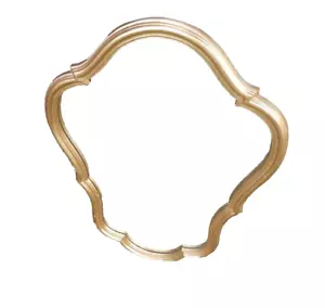 60er 70er Wand Spiegel Glas goldener Holzrahmen 70x35-48 cm 60s 70s Vintage - Bild 1 von 3